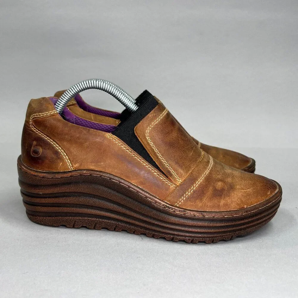 Bionica Women's Size 7 Grinnell Brown Leather Wedge Slip On‎ Shoes